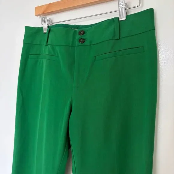 By Anthropologie The Essential Crop Flare Pants Kelly Green Size 10 - Picture 3 of 9